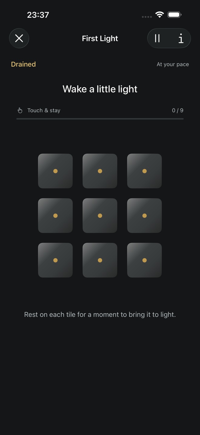 First Light: nine tiles that light up with a gentle hold